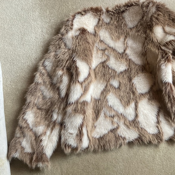 Decree multi colored beige and coffee medium faux fur short jacket - Picture 7 of 8